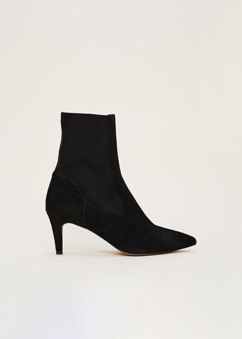 Phase Eight Suede Sock Flats Black Australia | BA4093128